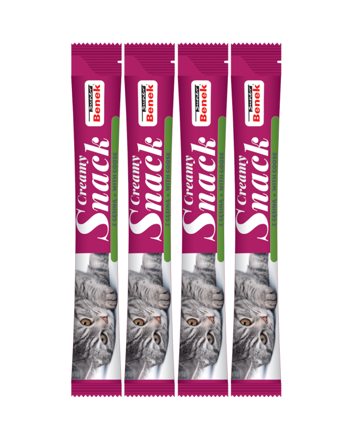Super Benek Creamy Snack. Płynna przekąska dla kotów z gęsiną (4 x15 g)