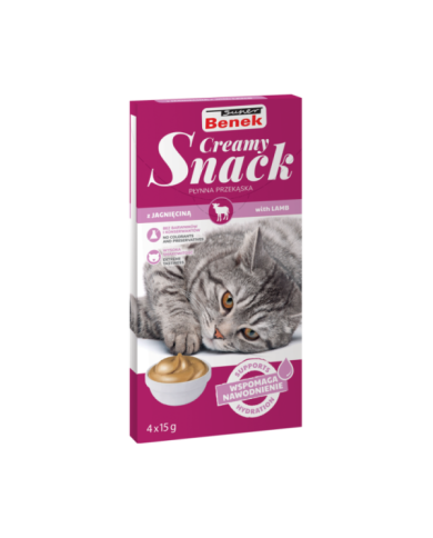 Super Benek Creamy Snack. Płynna przekąska dla kotów z jagnięciną (4 x15 g)