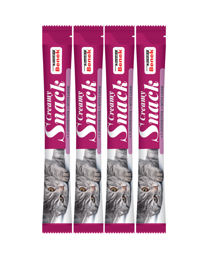 Super Benek Creamy Snack. Płynna przekąska dla kotów z jagnięciną (4 x15 g)