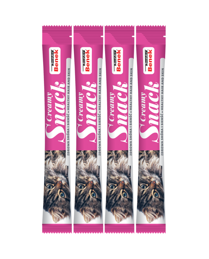 Super Benek Creamy Snack. Płynna przekąska dla kotów z indykiem i biotyną (4 x15 g)