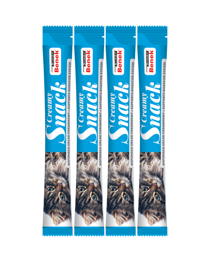 Super Benek Creamy Snack. Płynna przekąska dla kotów z łososiem i inuliną (4 x15 g)